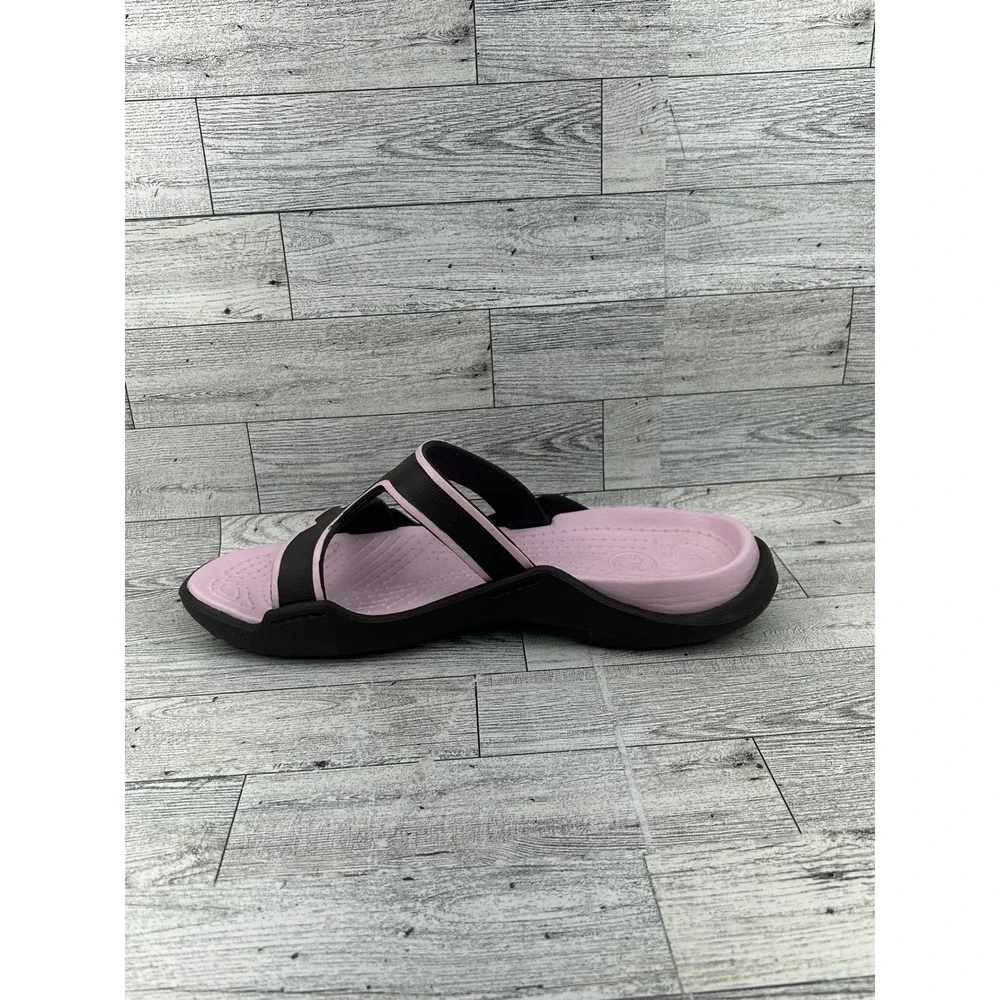 Crocs Women Slide Sandals Brown Pink‎ Dual Strap Slip On Shoes Size 11